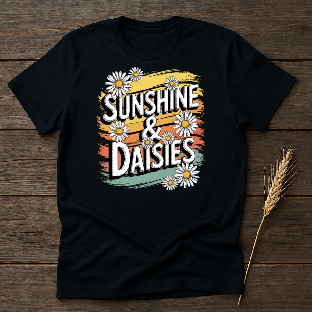 MyDesigns Physical Item S / Black Sunshine and Daisies T-Shirt