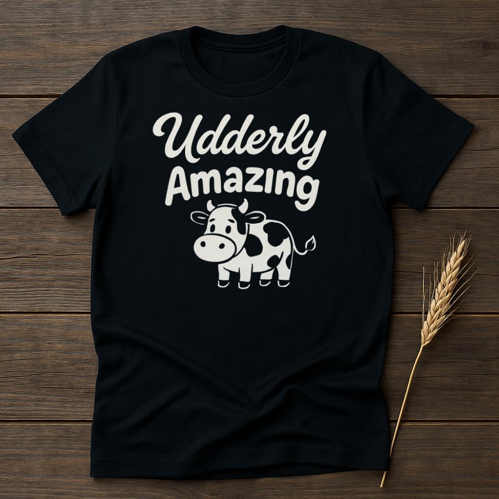 MyDesigns Physical Item S / Black Udderly Amazing Cow T-Shirt