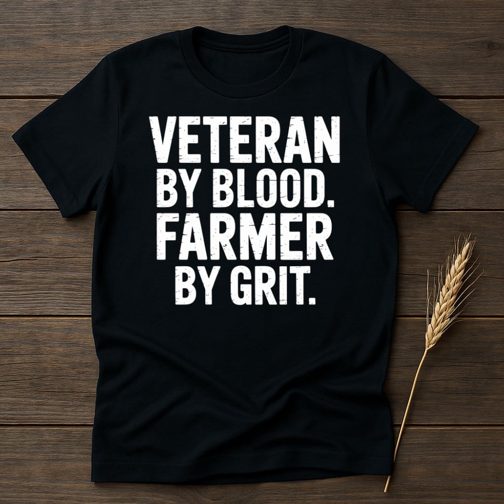 MyDesigns Physical Item S / Black Veteran By Blood Farmer By Grit T-Shirt