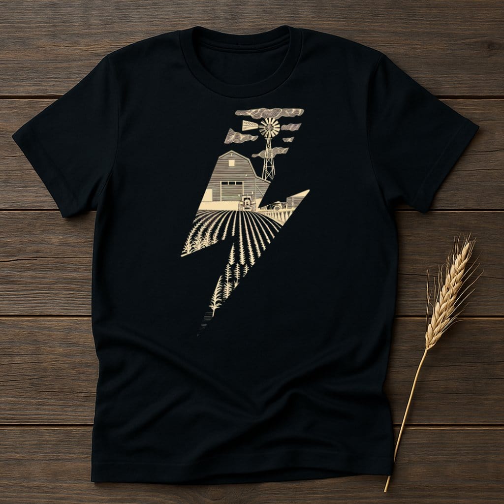 MyDesigns Physical Item S / Black Vintage Farm Lightning Bolt T-Shirts