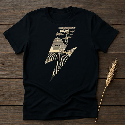 MyDesigns Physical Item S / Black Vintage Farm Lightning Bolt T-Shirts