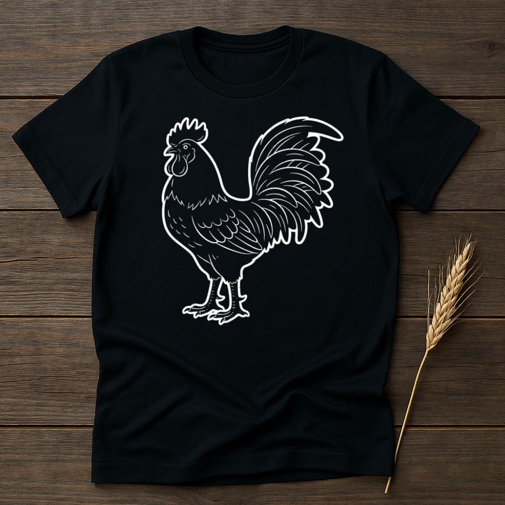 MyDesigns Physical Item S / Black White Outline Rooster T-Shirt