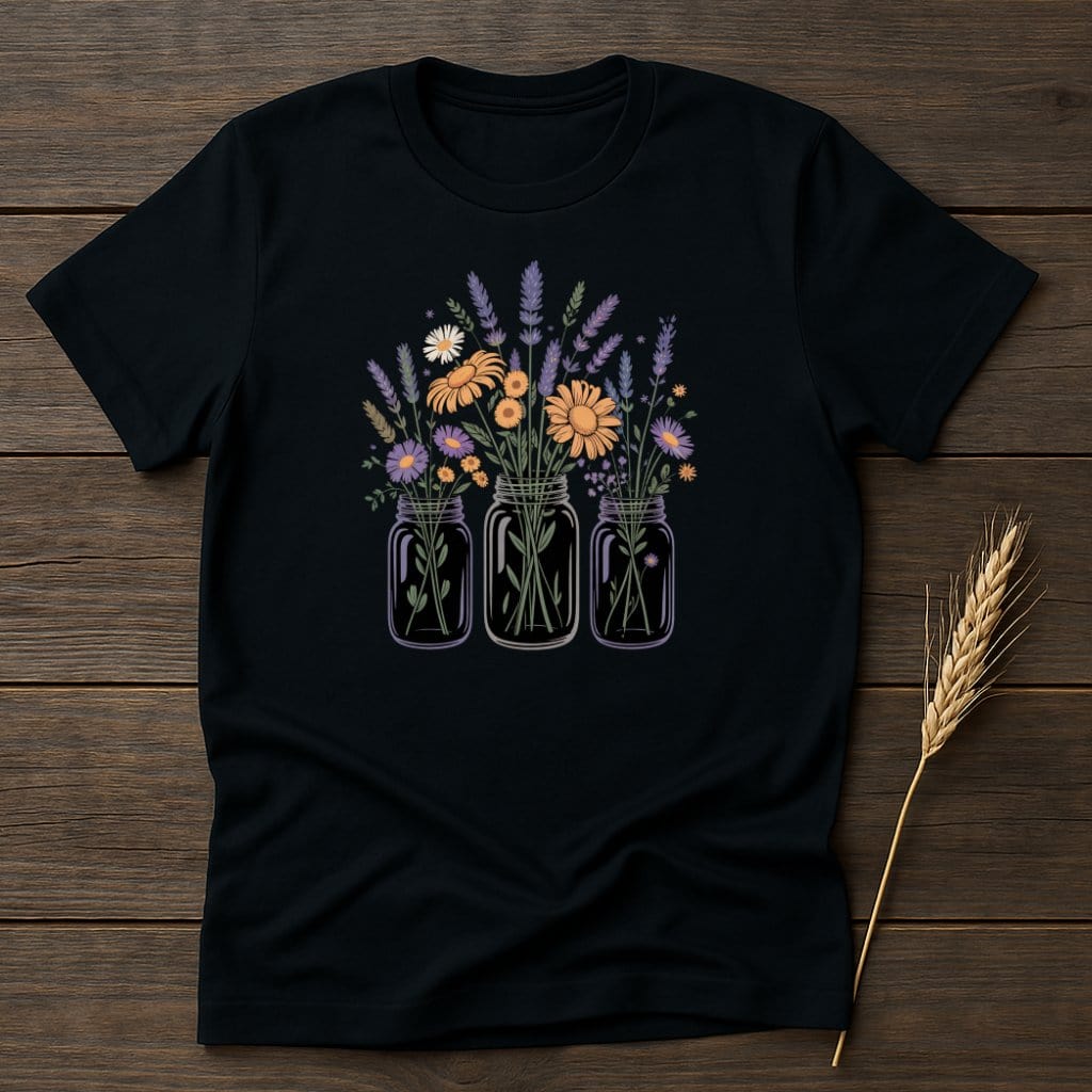 MyDesigns Physical Item S / Black Wildflower Bouquets T-Shirt