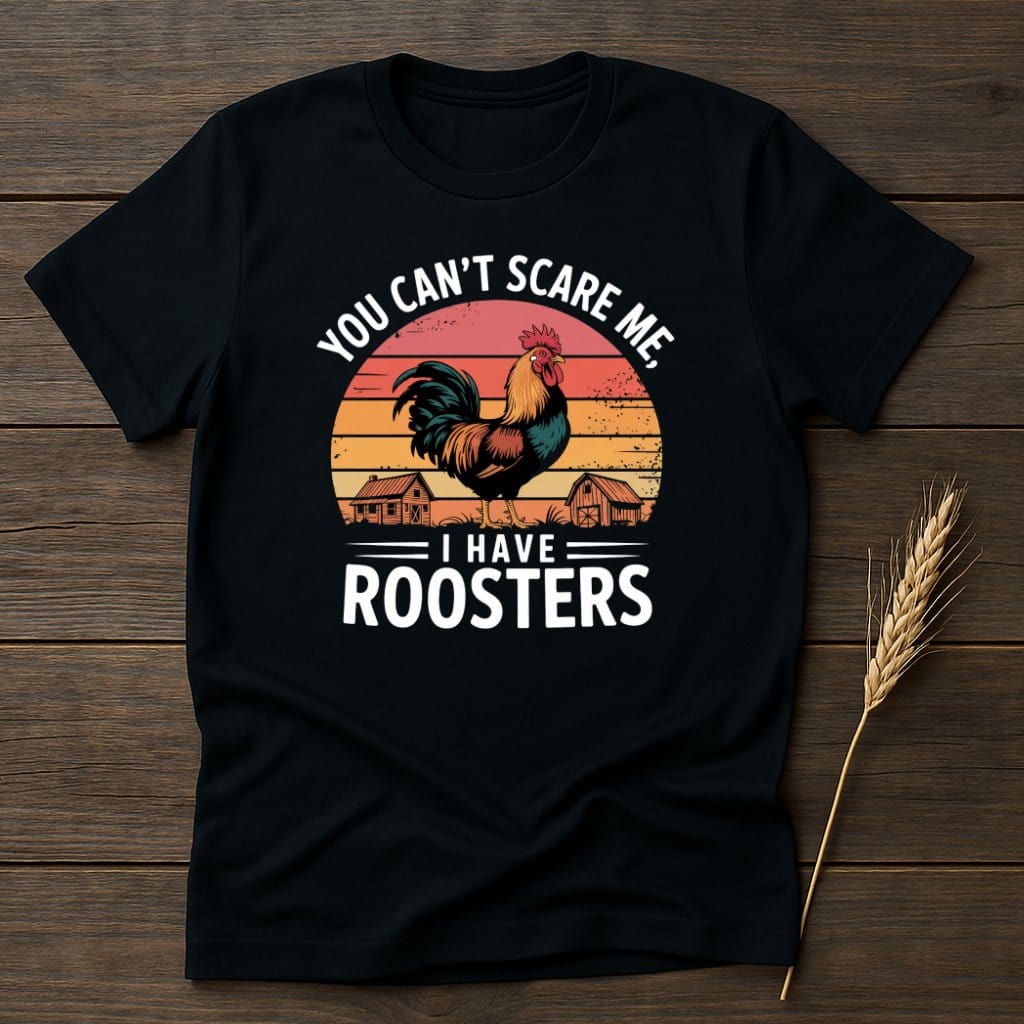 MyDesigns Physical Item S / Black You Cant Scare Me I Have Roosters Retro T-Shirts