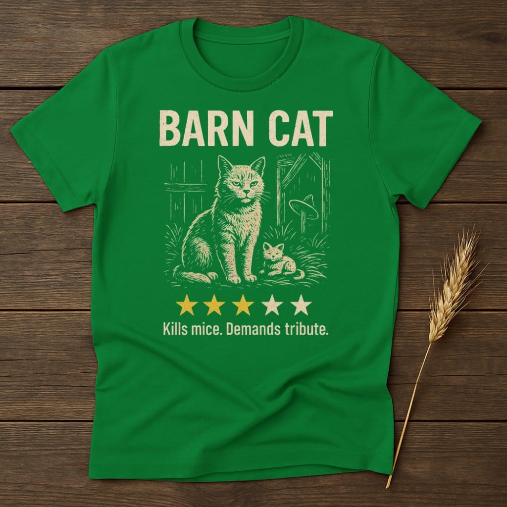 MyDesigns Physical Item S / Irish Green Barn Cat Review T-Shirt