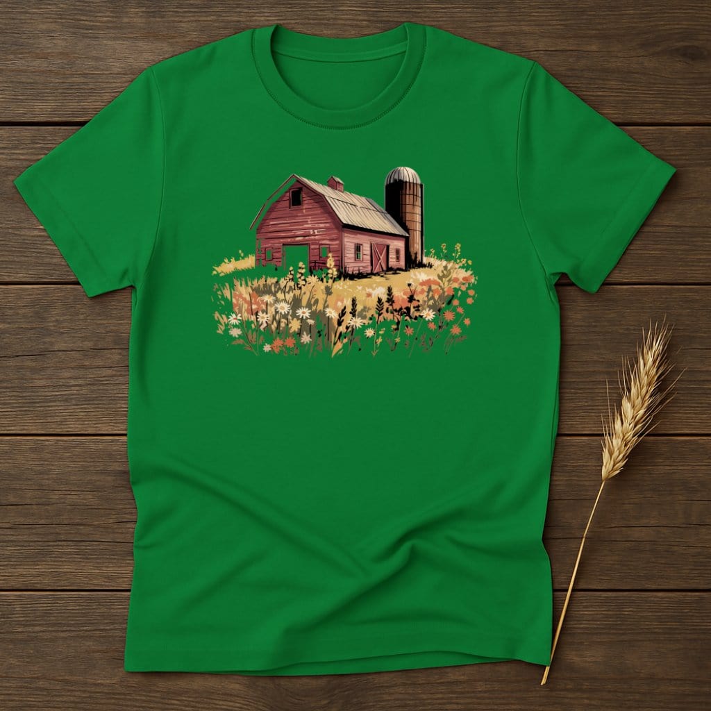 MyDesigns Physical Item S / Irish Green Barn Scene T-Shirt