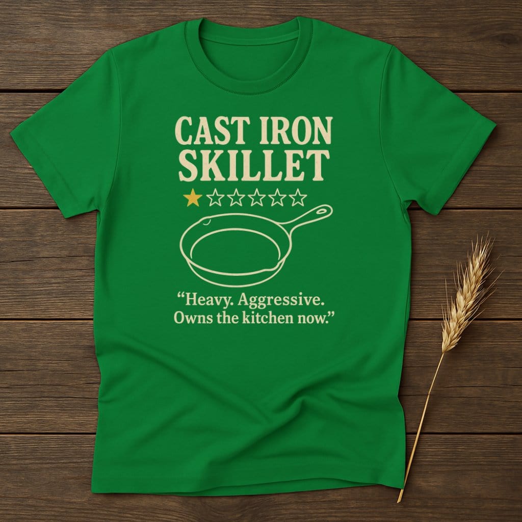 MyDesigns Physical Item S / Irish Green Cast Iron Skillet Review T-Shirt