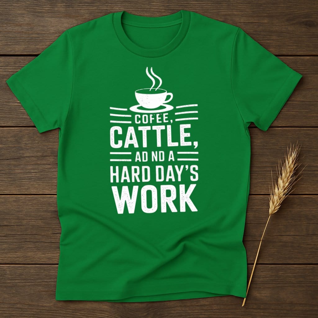 MyDesigns Physical Item S / Irish Green Coffee Cattle And A Hard Day's Work T-Shirt