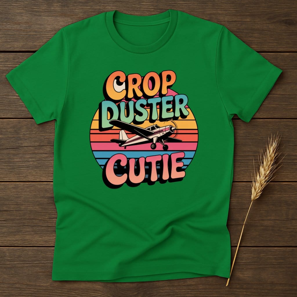 MyDesigns Physical Item S / Irish Green Crop Duster Cutie Retro T-Shirts