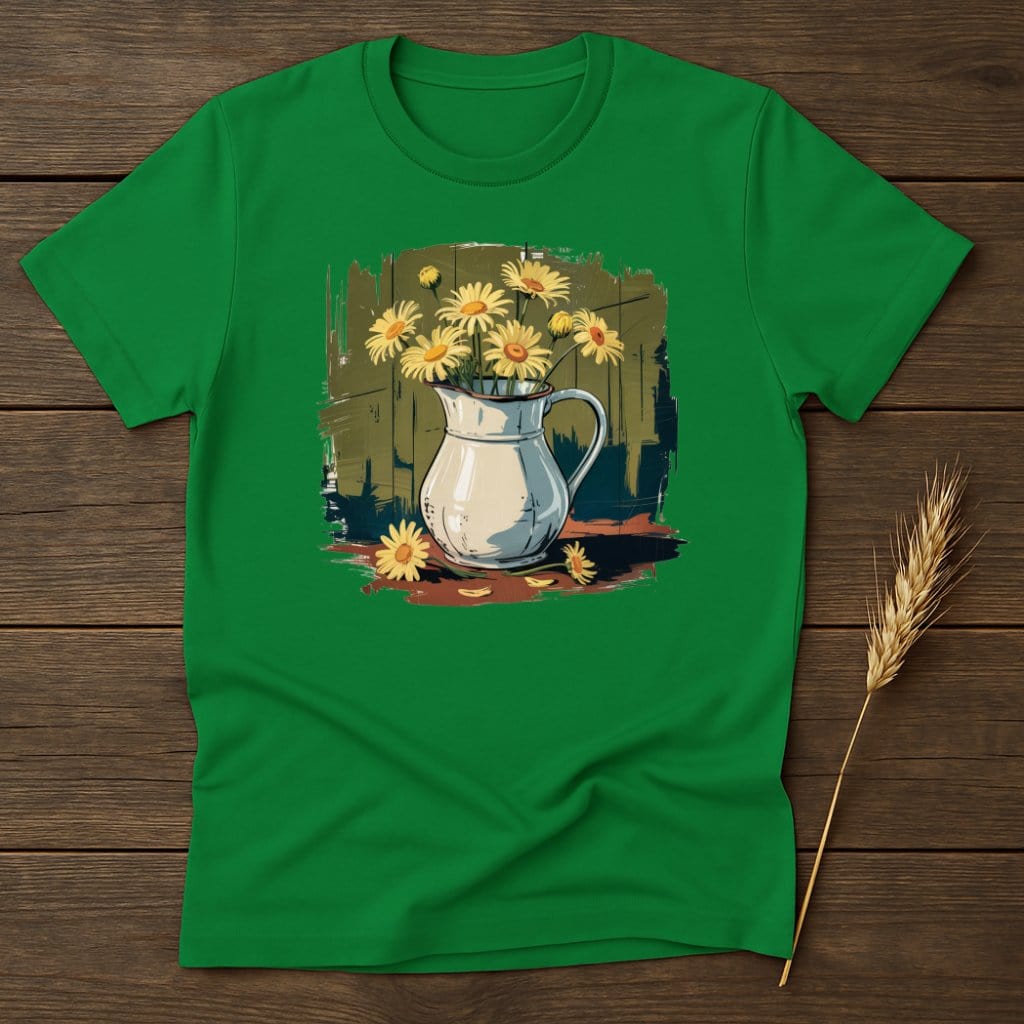 MyDesigns Physical Item S / Irish Green Daisy Flowers in Pitcher T-Shirt