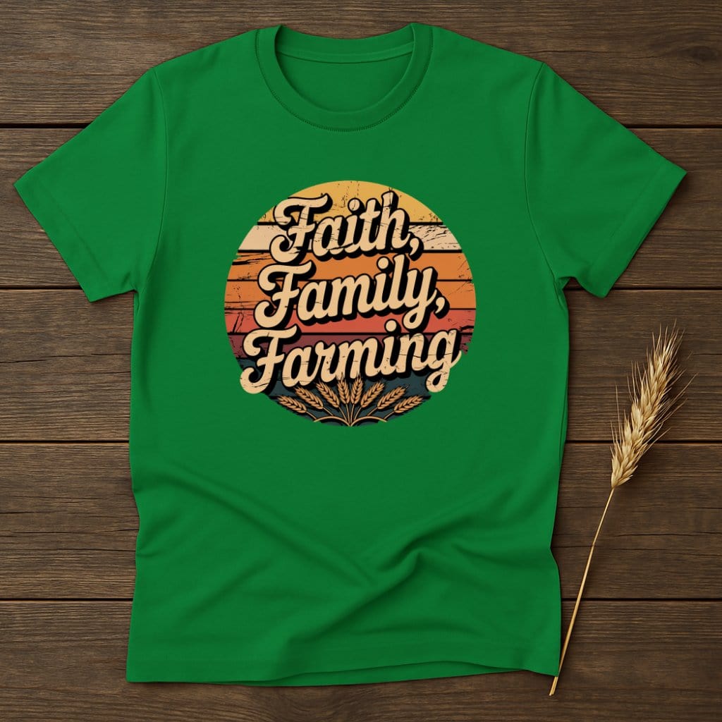 MyDesigns Physical Item S / Irish Green Faith Family Farming Retro T-Shirts