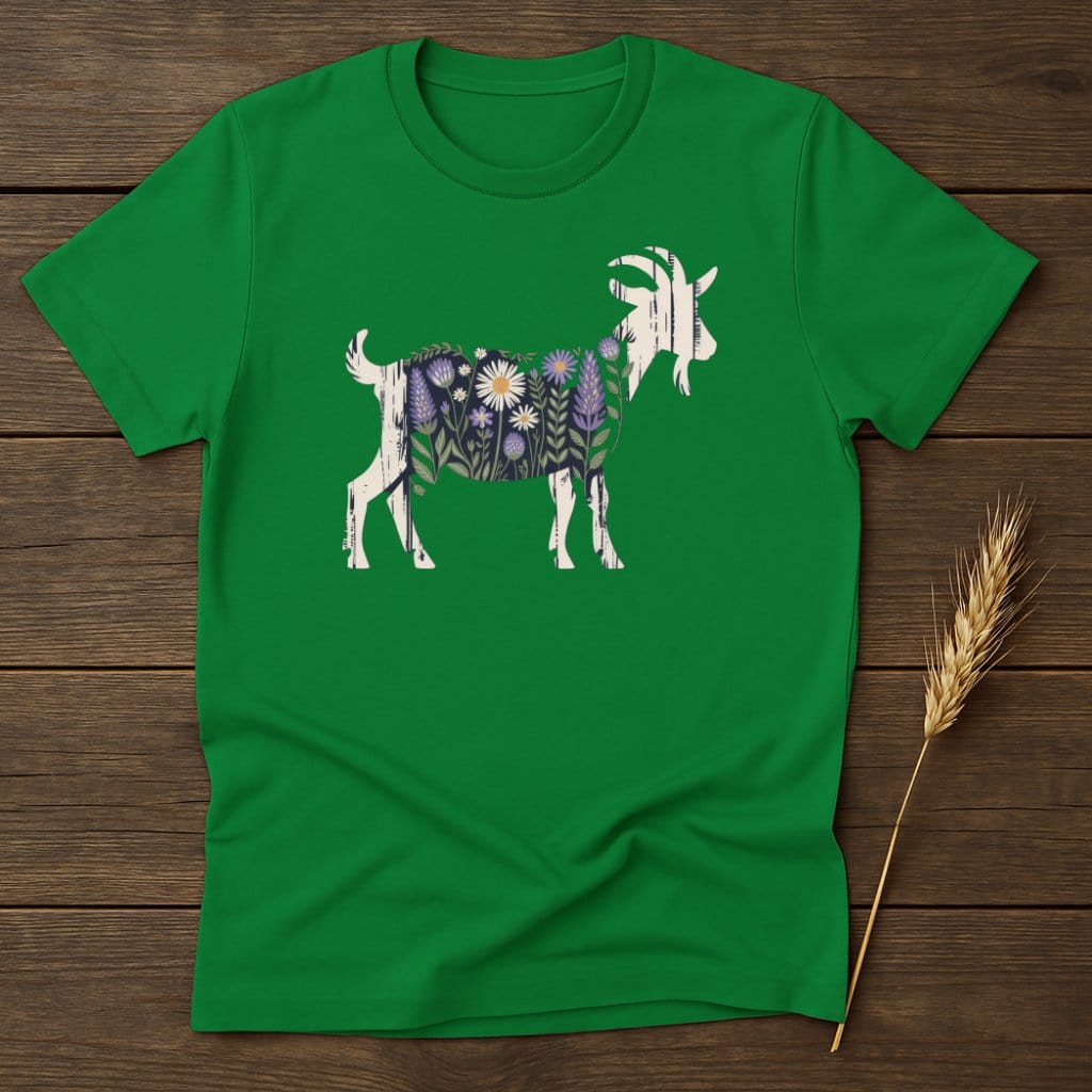 MyDesigns Physical Item S / Irish Green Floral Goat Graphic T-Shirt