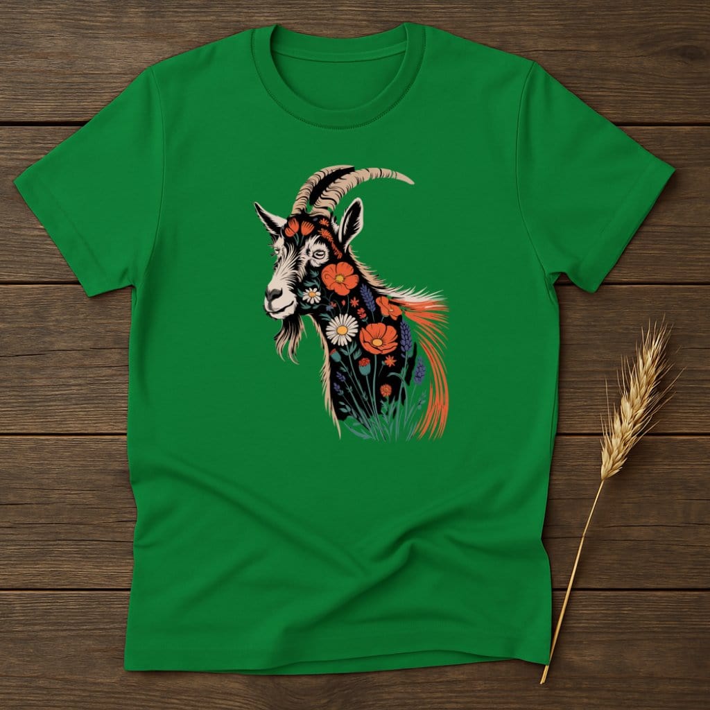 MyDesigns Physical Item S / Irish Green Floral Goat Head T-Shirt