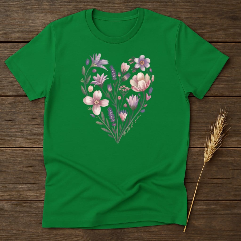 MyDesigns Physical Item S / Irish Green Floral Heart Bouquet T-Shirt