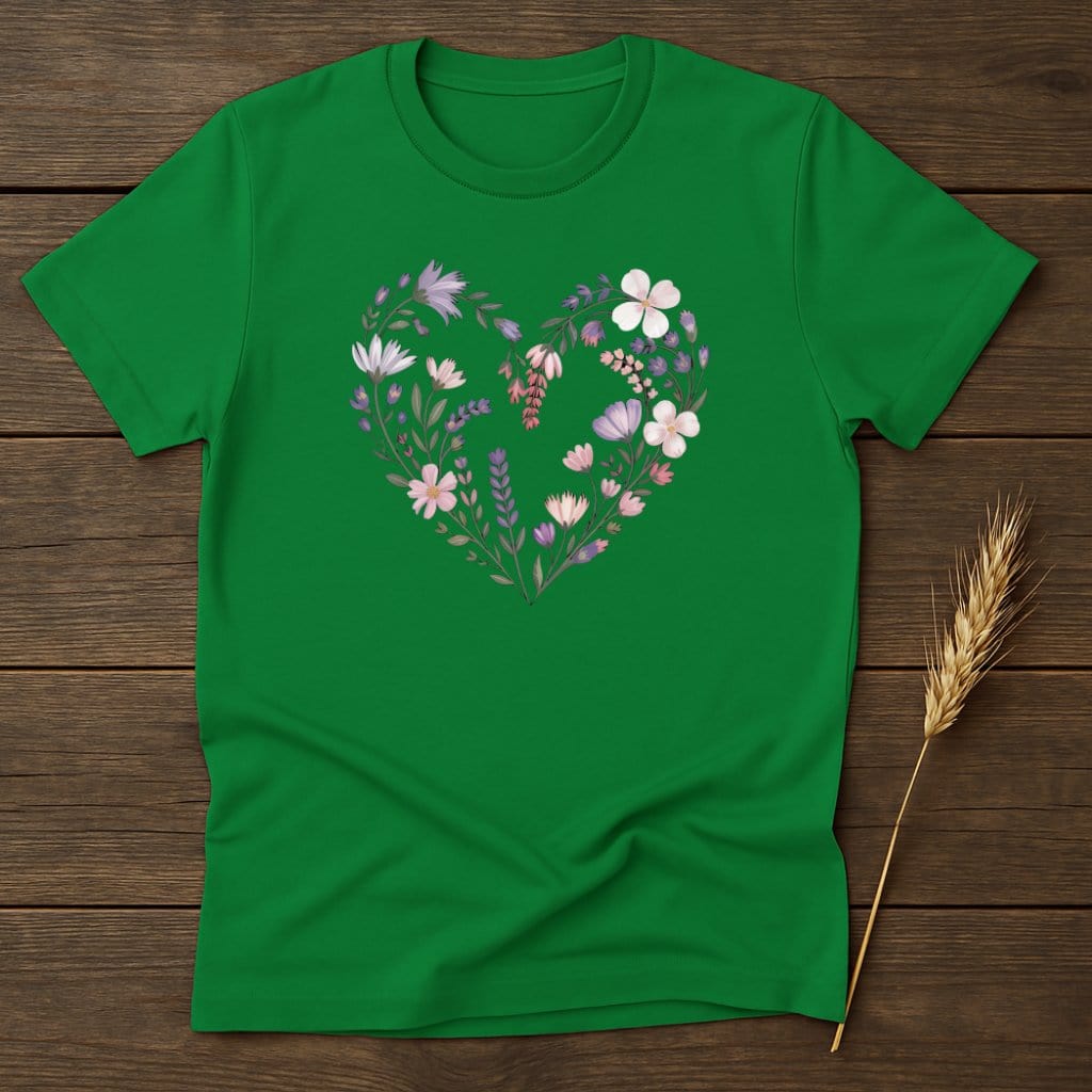 MyDesigns Physical Item S / Irish Green Floral Heart T-Shirt
