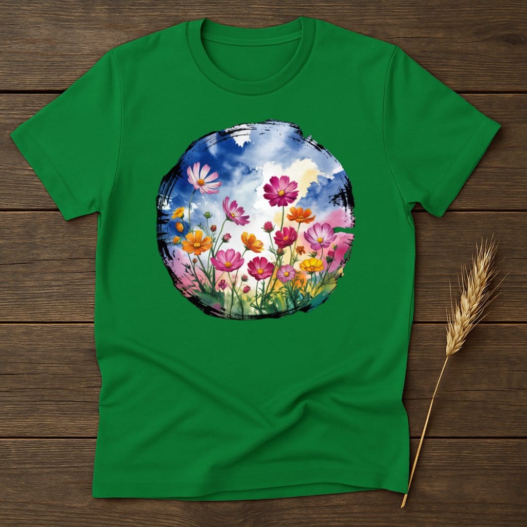 MyDesigns Physical Item S / Irish Green Floral Watercolor Scene T-Shirt