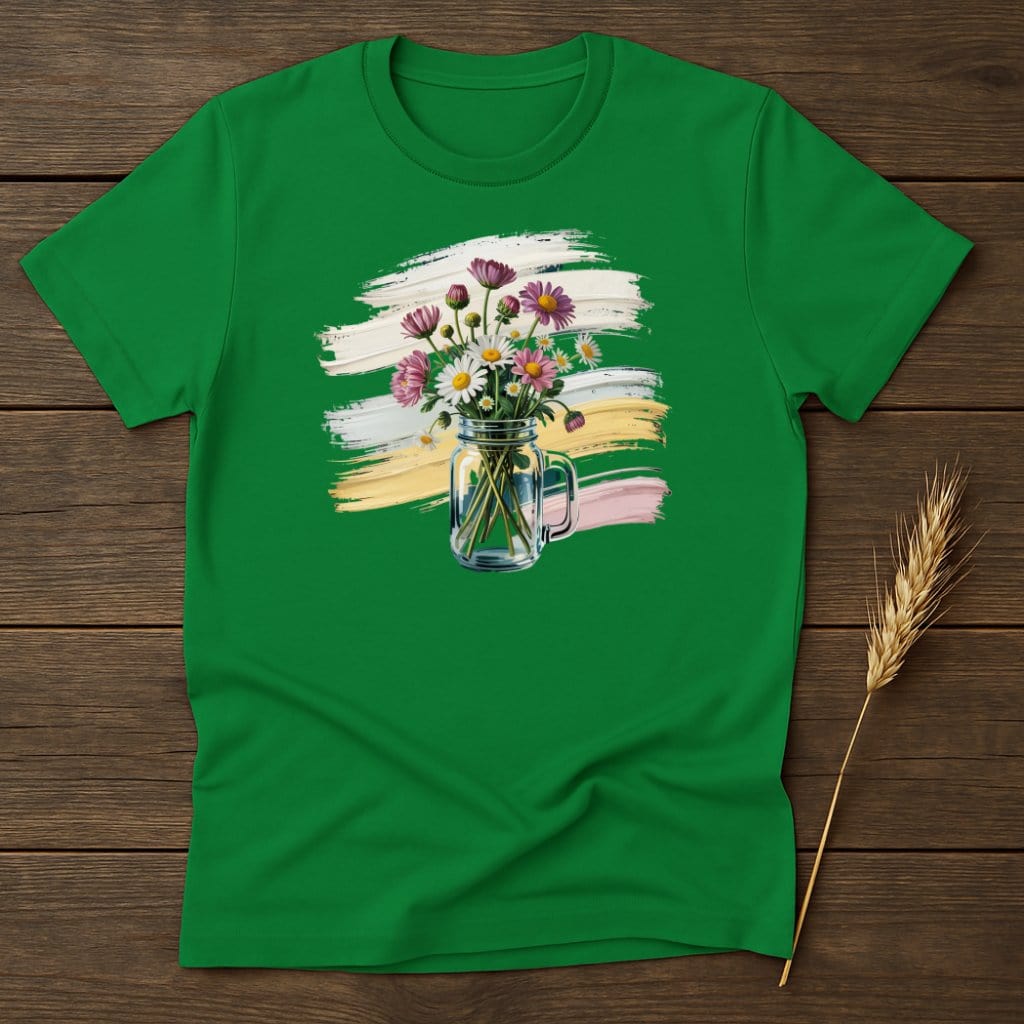MyDesigns Physical Item S / Irish Green Flowers in a Jar T-Shirt