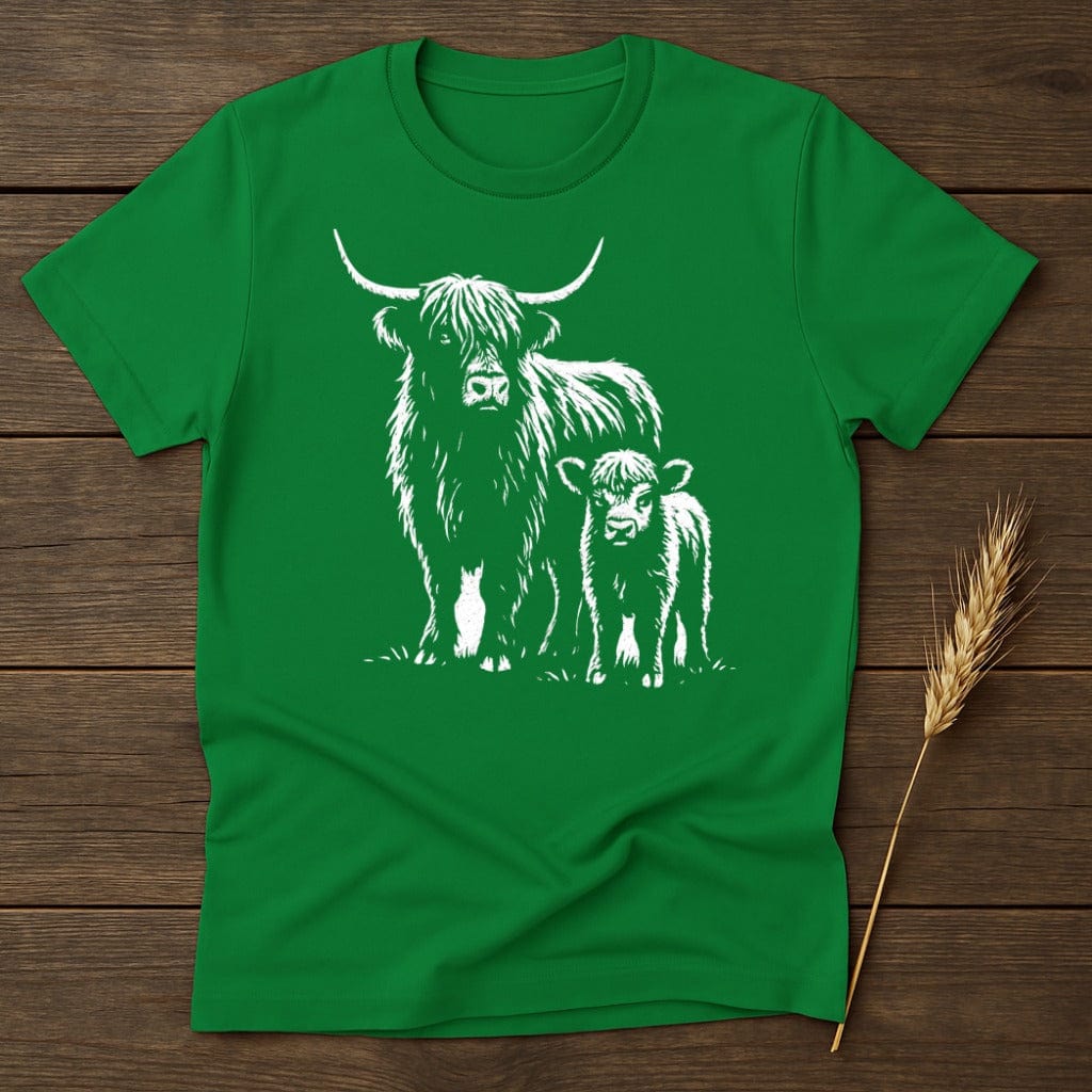 MyDesigns Physical Item S / Irish Green Highland Cow With Calf T-Shirt