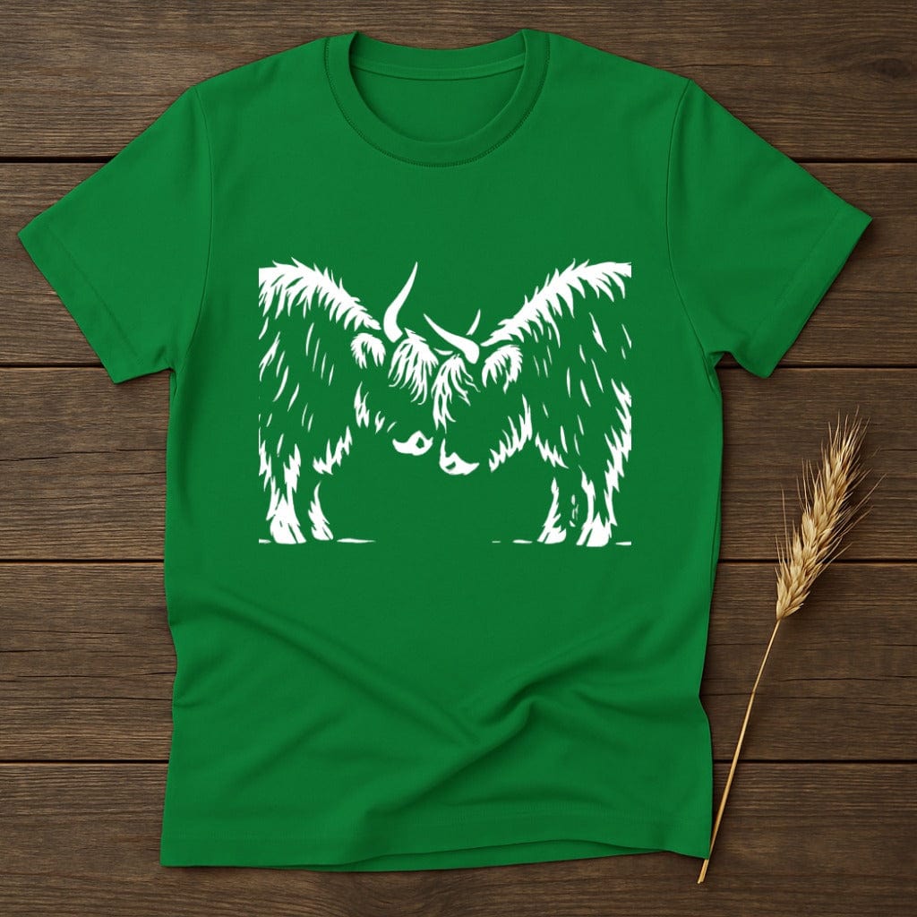 MyDesigns Physical Item S / Irish Green Highland Cows Face To Face T-Shirt