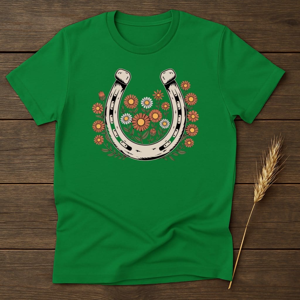 MyDesigns Physical Item S / Irish Green Horseshoe Flowers T-Shirt