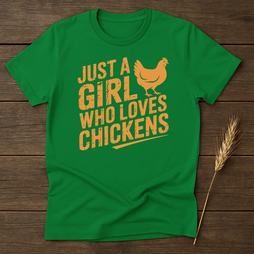 MyDesigns Physical Item S / Irish Green Just A Girl Who Loves Chickens T-Shirt