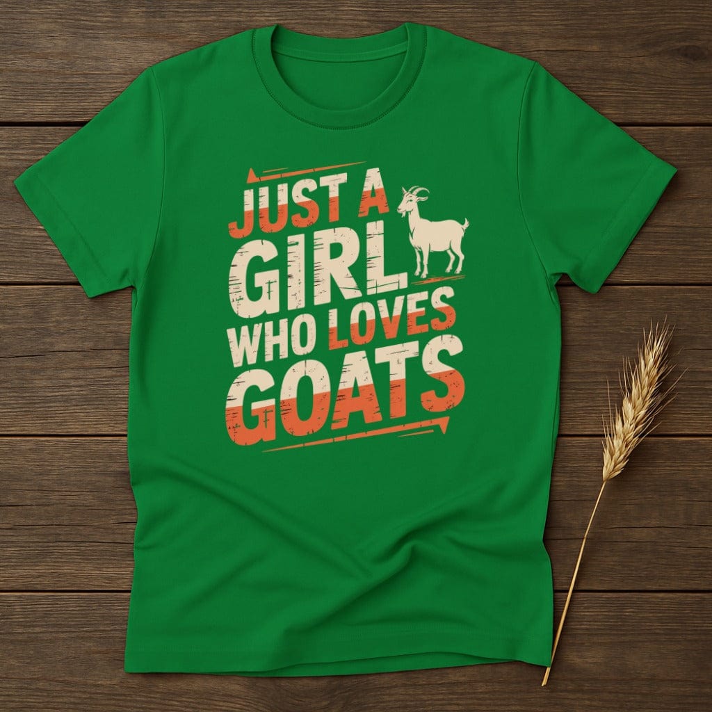 MyDesigns Physical Item S / Irish Green Just A Girl Who Loves Goats T-Shirt