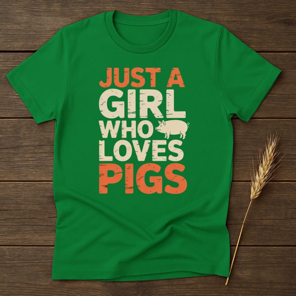 MyDesigns Physical Item S / Irish Green Just a Girl Who Loves Pigs Shirt