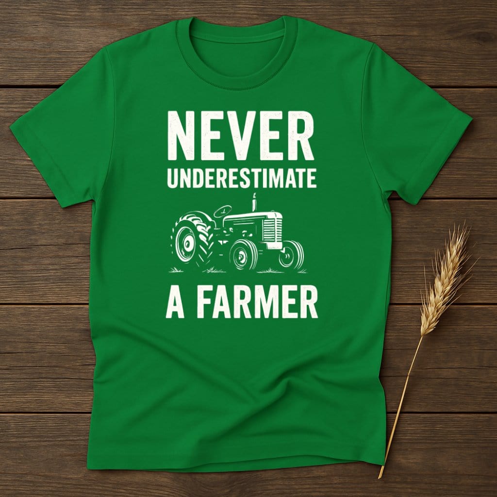 MyDesigns Physical Item S / Irish Green Never Underestimate A Farmer T-Shirt