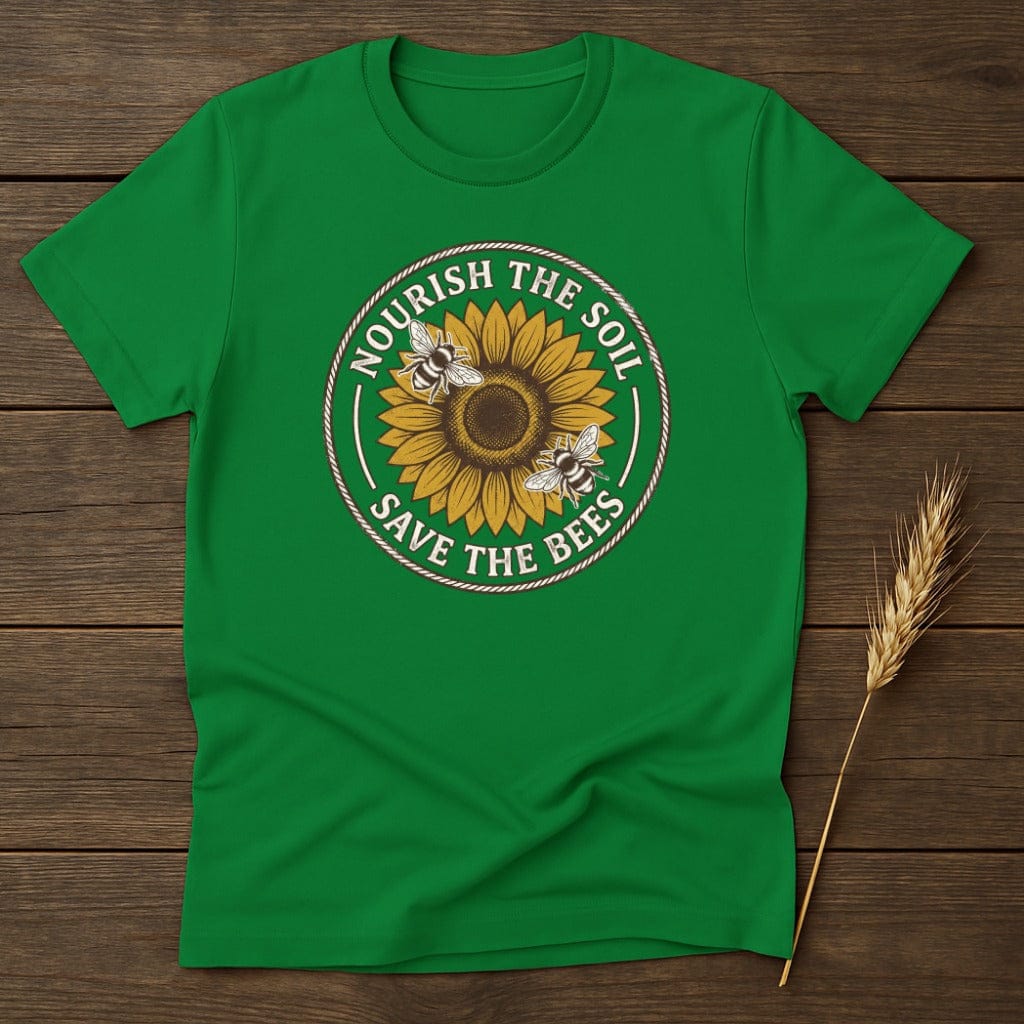MyDesigns Physical Item S / Irish Green Nourish The Soil Save The Bees T-Shirt