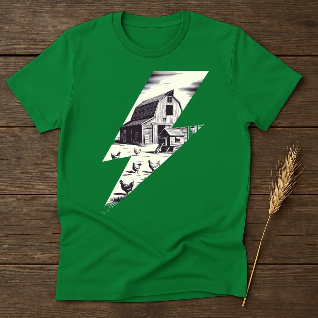 MyDesigns Physical Item S / Irish Green Retro Farm Barn Lightning T-Shirts