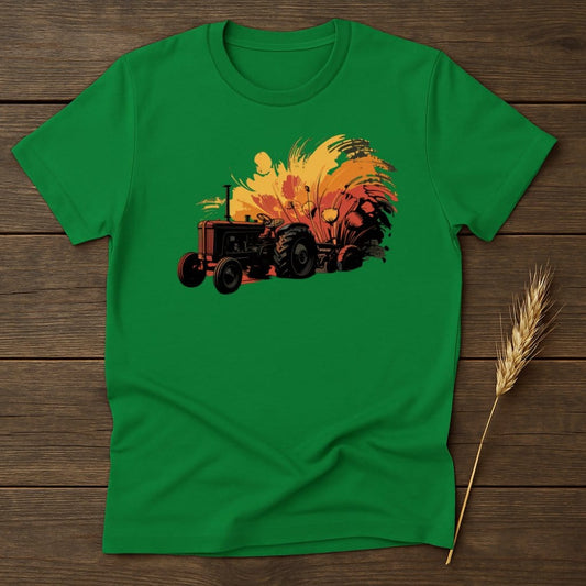 MyDesigns Physical Item S / Irish Green Retro Tractor And Flowers T-Shirt