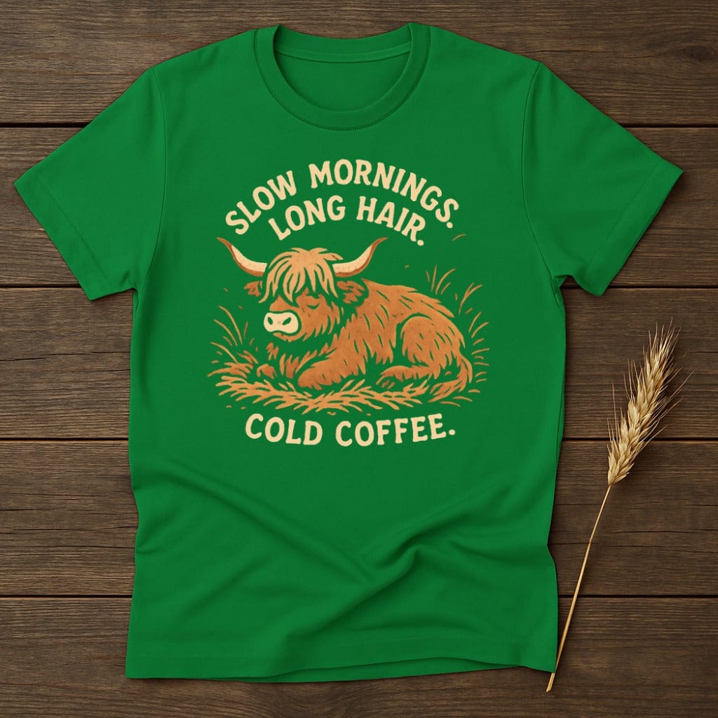 MyDesigns Physical Item S / Irish Green Slow Mornings Long Hair Cold Coffee T-Shirt