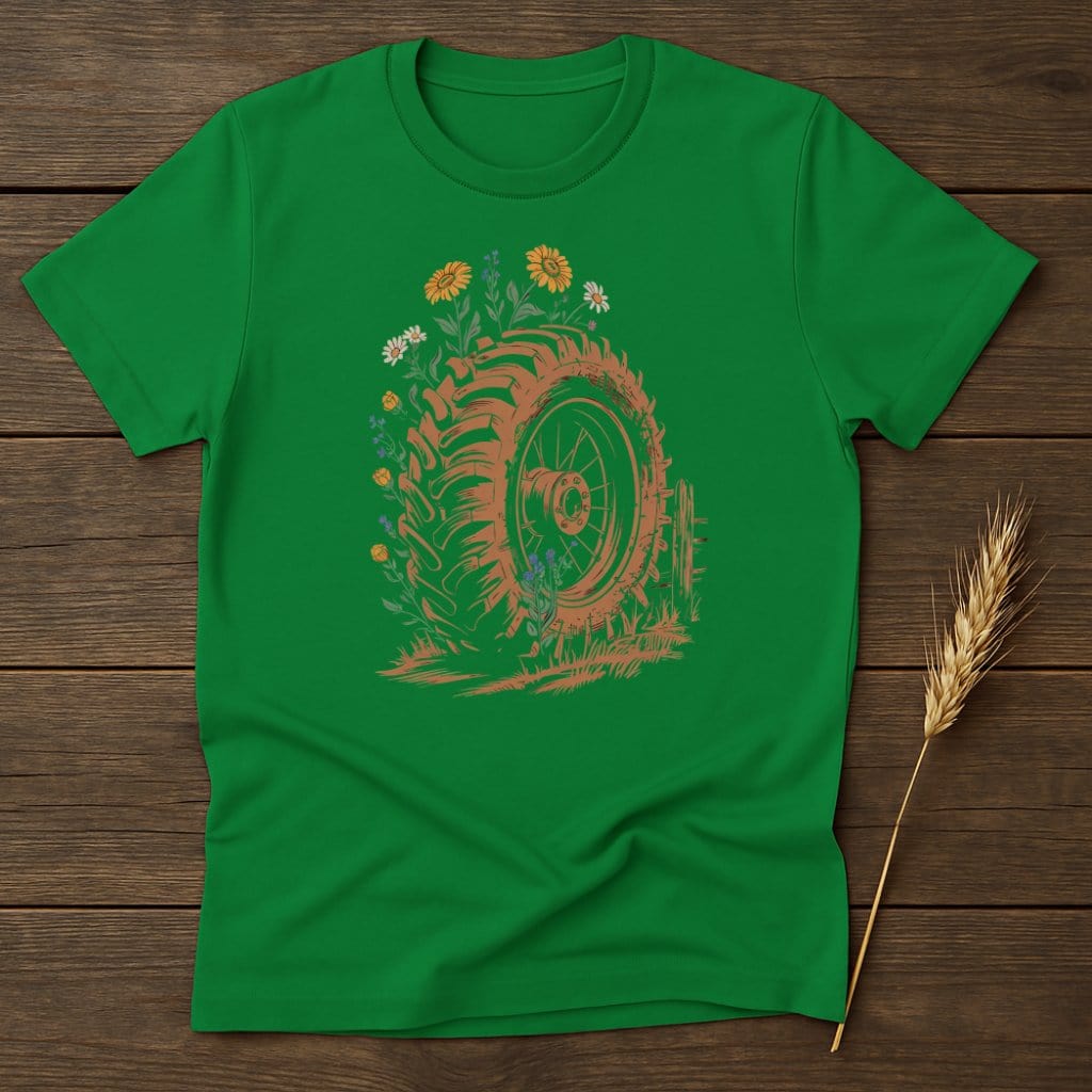 MyDesigns Physical Item S / Irish Green Tire With Flowers T-Shirt