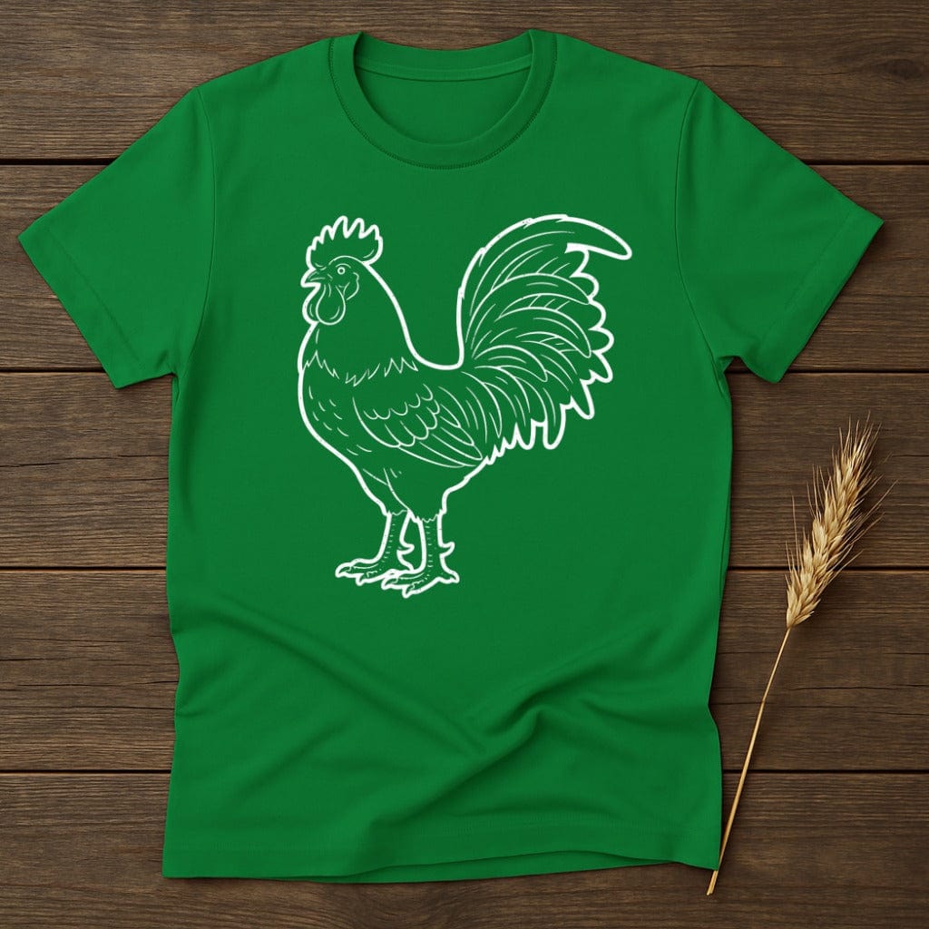 MyDesigns Physical Item S / Irish Green White Outline Rooster T-Shirt