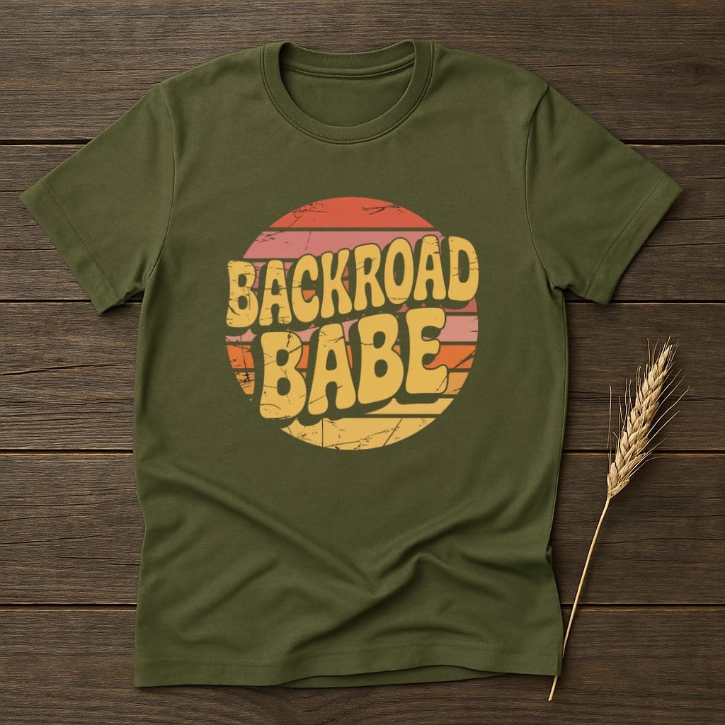 MyDesigns Physical Item S / Military Green Backroad Babe Retro T-Shirts