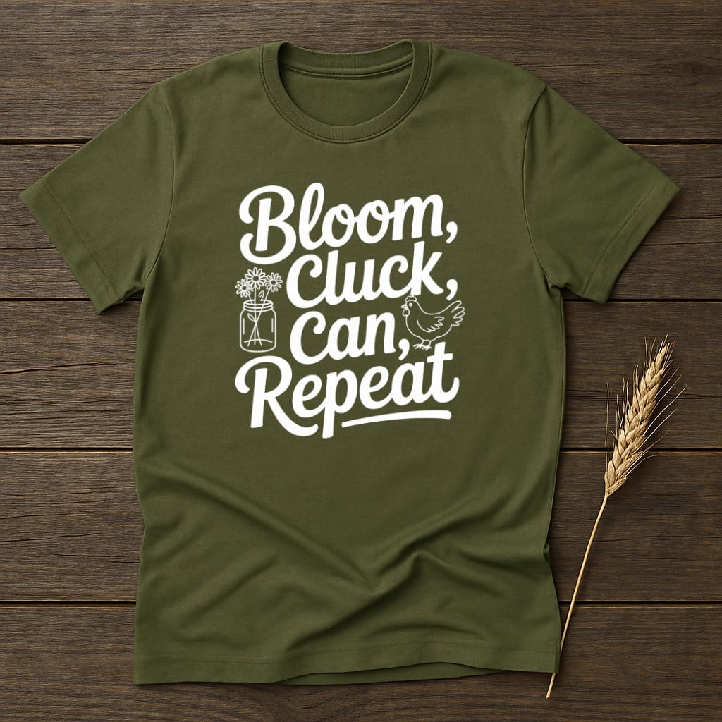 MyDesigns Physical Item S / Military Green Bloom Cluck Can Repeat T-Shirts