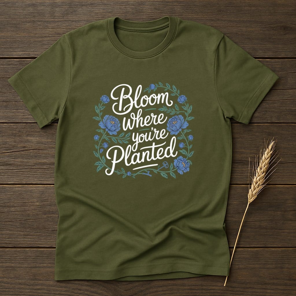 MyDesigns Physical Item S / Military Green Bloom Where You're Planted T-Shirts