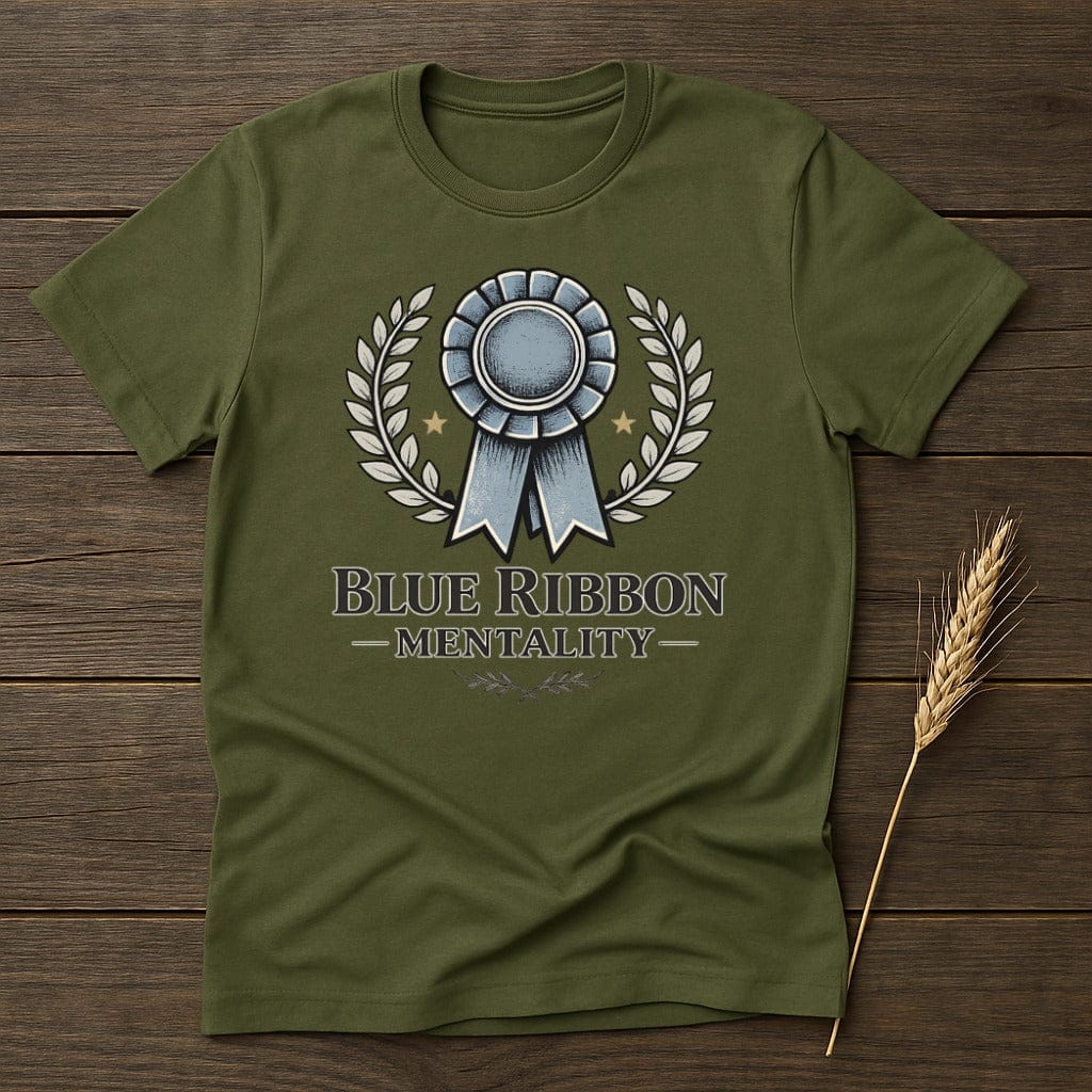 MyDesigns Physical Item S / Military Green Blue Ribbon Mentality T-Shirt