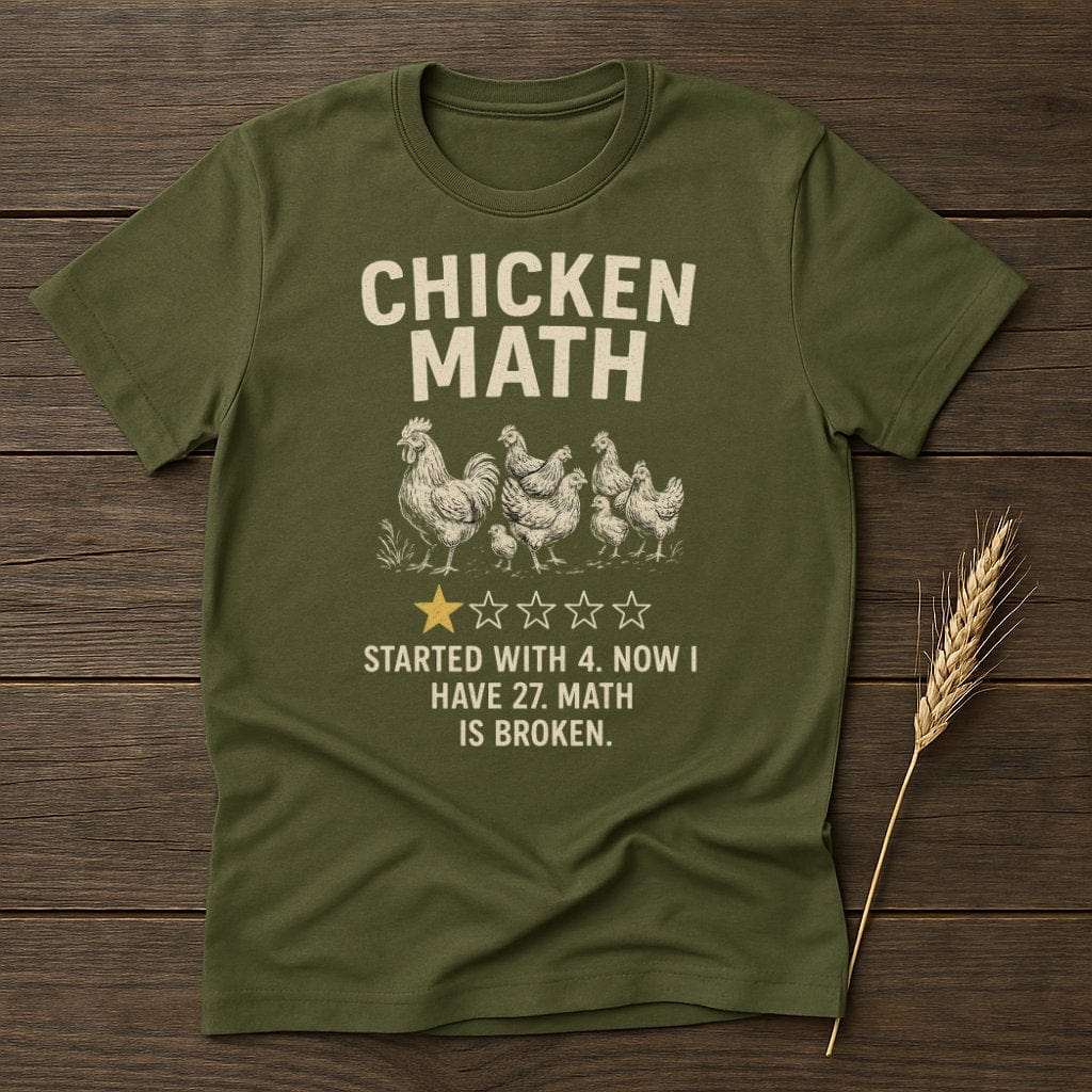 MyDesigns Physical Item S / Military Green Chicken Math Review T-Shirt