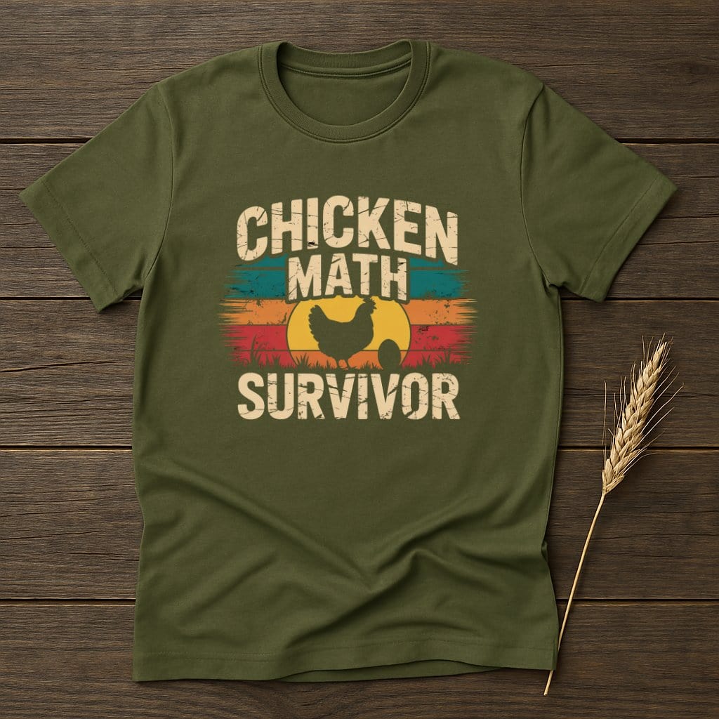 MyDesigns Physical Item S / Military Green Chicken Math Survivor Retro T-Shirts
