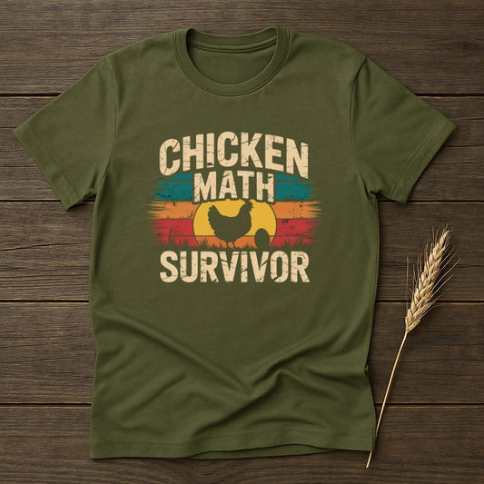 MyDesigns Physical Item S / Military Green Chicken Math Survivor Retro T-Shirts