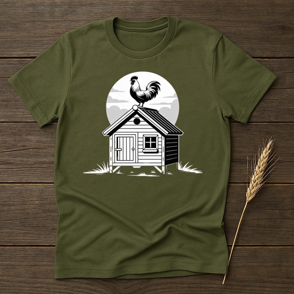 MyDesigns Physical Item S / Military Green Chicken on House T-Shirt