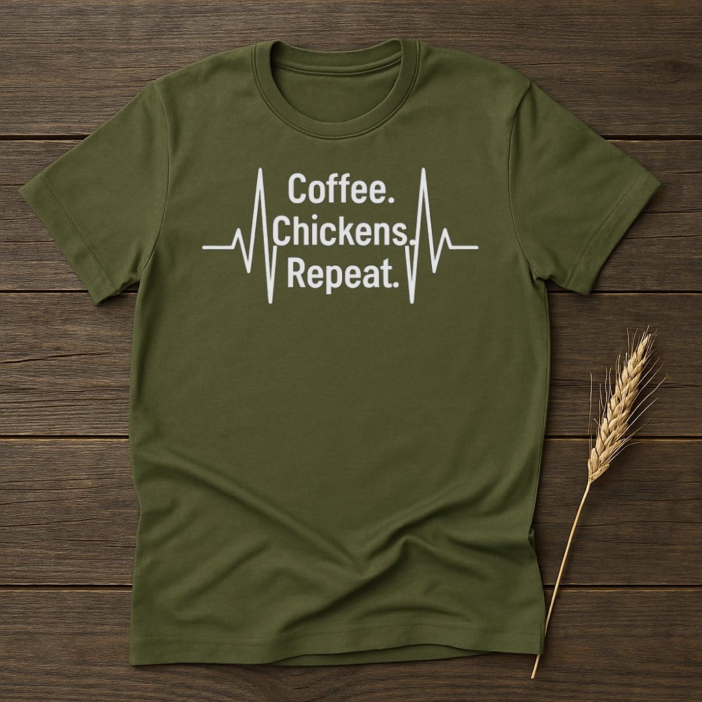 MyDesigns Physical Item S / Military Green Coffee Chickens Repeat T-Shirts