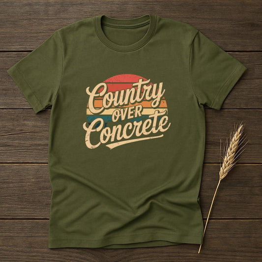 MyDesigns Physical Item S / Military Green Country Over Concrete Retro T-Shirts