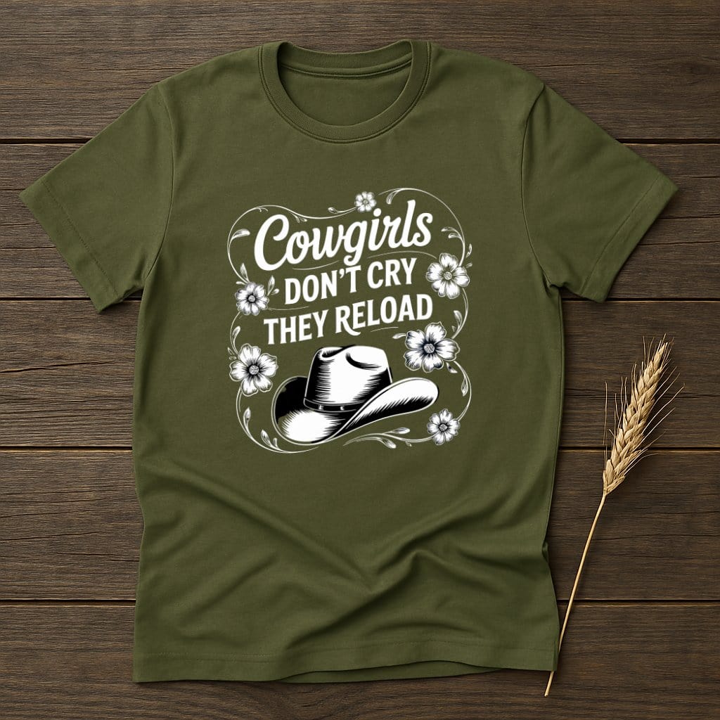 MyDesigns Physical Item S / Military Green Cowgirls Don't Cry They Reload T-Shirts