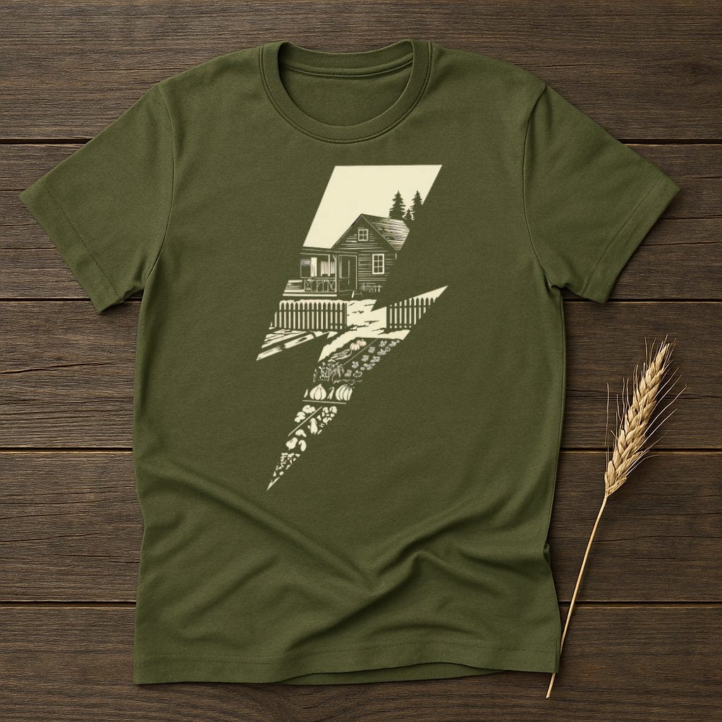 MyDesigns Physical Item S / Military Green Cozy Cabin Lightning Strike T-Shirts