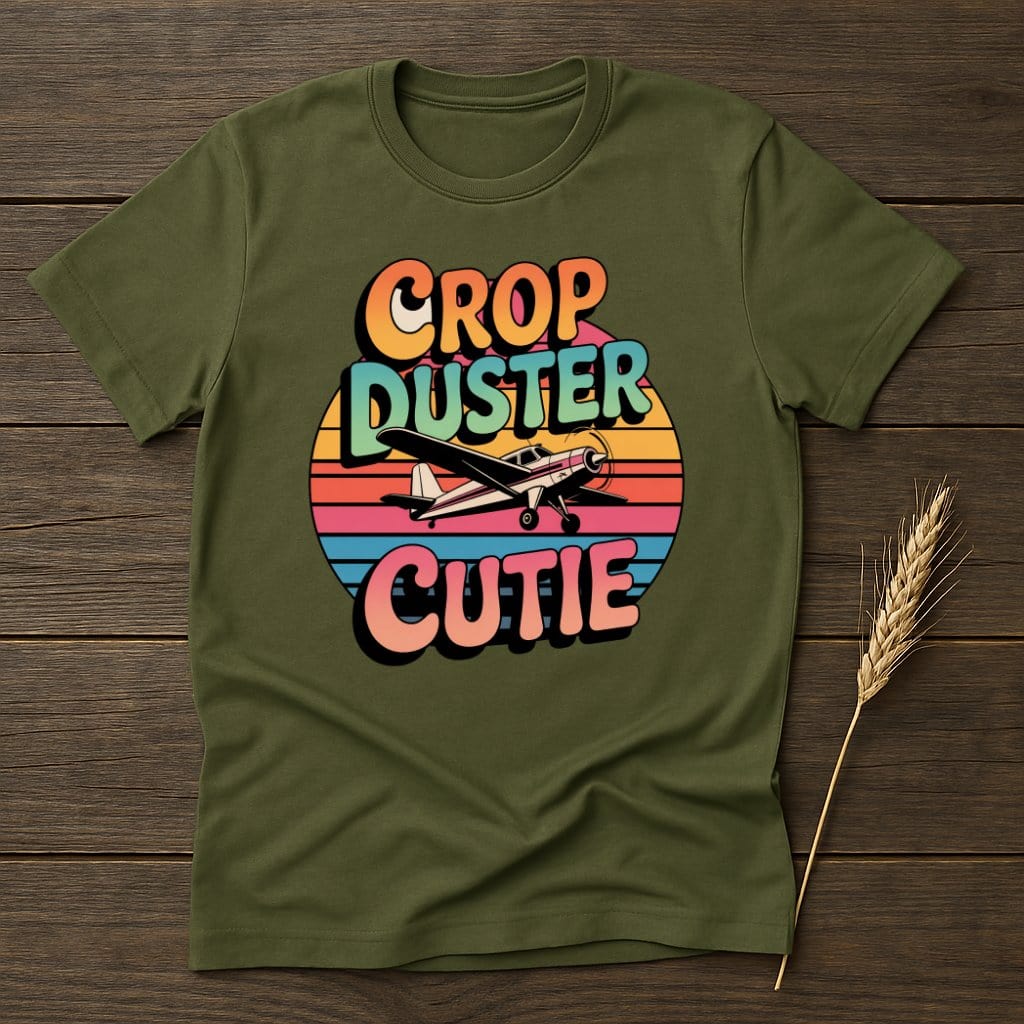 MyDesigns Physical Item S / Military Green Crop Duster Cutie Retro T-Shirts
