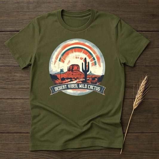 MyDesigns Physical Item S / Military Green Desert Vibes Wild Cactus T-Shirt