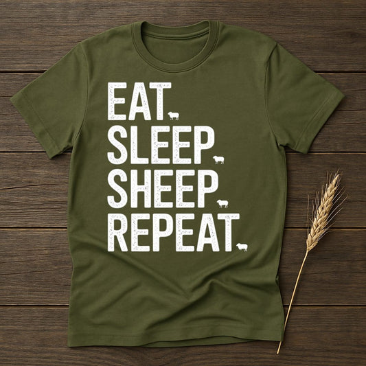 MyDesigns Physical Item S / Military Green Eat Sleep Sheep Repeat T-Shirt