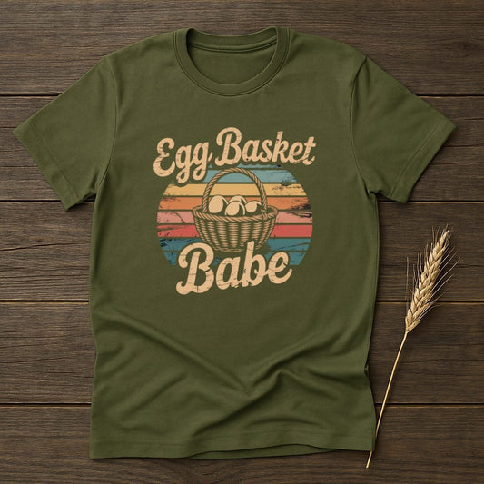 MyDesigns Physical Item S / Military Green Egg Basket Babe Retro T-Shirts
